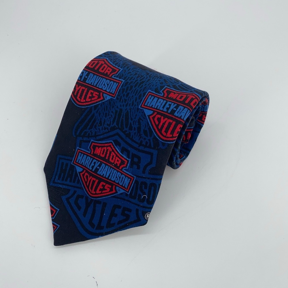Harley Davidson Motorcycle Tie Mens One Size Multi Patterened Classic Necktie‎
